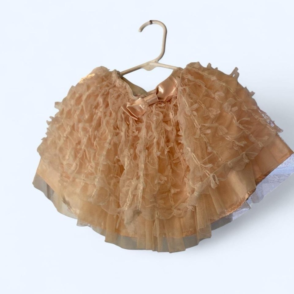 Peach ruffle tutu skirt with bow Popatu 4T